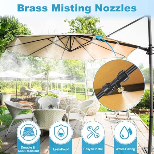 M METERXITY 20-Pack Brass Misting Nozzles, 0.028inch/0.7mm Orifice Heavy Duty 10/24 UNC Screw Thread Misting Nozzle Plug for Outdoor Spray Cooling System/Patio Mist System/Dust Control - Image 2