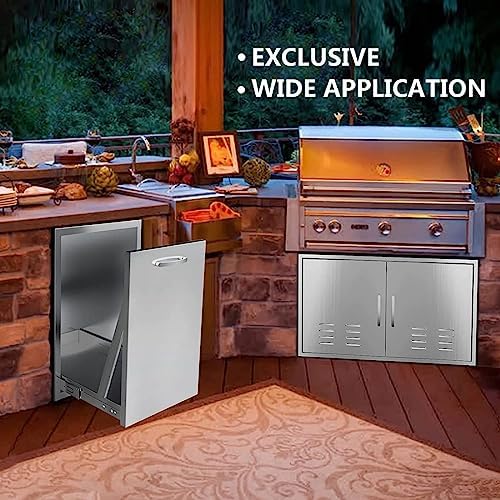 Outdoor Kitchen Drawers, Triple BBQ Drawers Stainless Steel Built-in Drawer For Outdoor Kitchen Island, Patio Grill Station,Trash Drawer - Image 2