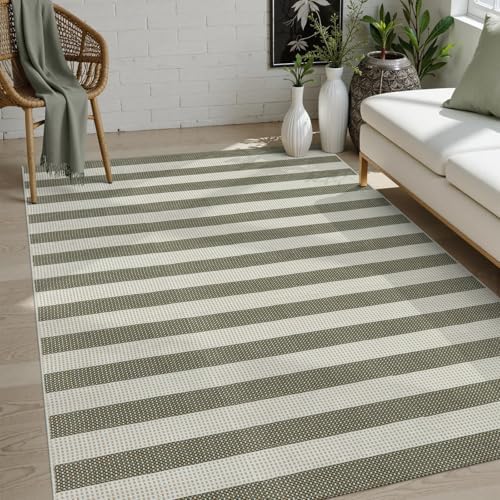 OJIA Outdoor Patio Rug 5'x7' Striped Washable Camping Rug Outdoor Carpet - Image 7