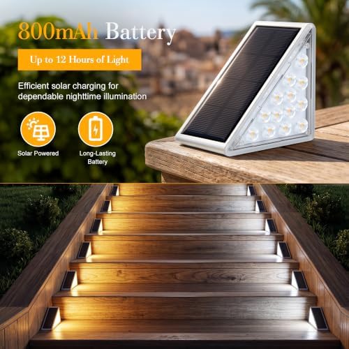 AUDLES Solar Step Lights Outdoor Waterproof IP67-13 LED Solar Stair Lights with 3000K/6000K Dual Color Temp, Auto On/Off Outdoor Lights for Deck, Patio, Pathway, Porch -8 Pack - Image 5
