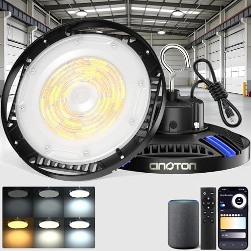 CINOTON Smart 150W 21000LM UFO LED High Bay Shop Light, ETL Listed 2 Pack by CINOTON