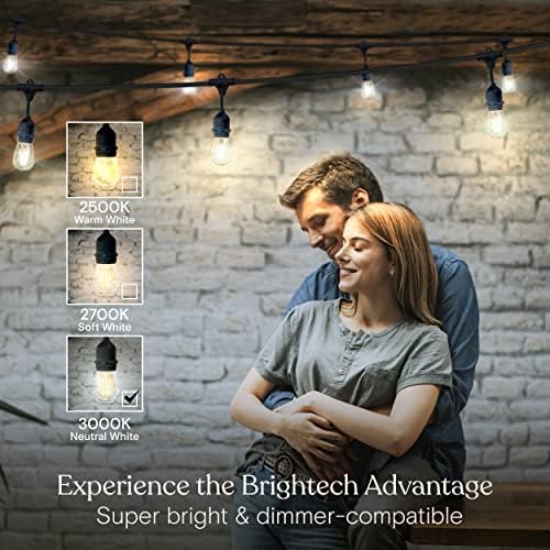 Brightech Ambience Pro - 24 Ft Waterproof LED Outdoor String Lights - Hanging, Dimmable 2W Vintage Edison Bulbs - Commercial Grade Patio Lights Create Cafe Ambience in Your Backyard, 7 Bulbs - Image 4
