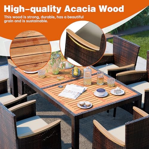 Shintenchi 7 PCS Wicker Patio Dining Set, Brown Rattan - Image 5