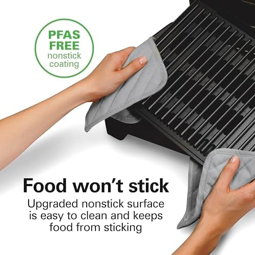 Hamilton Beach Electric Indoor Searing Grill with Adjustable Temperature Control to 450F, 118 sq. in. Surface Serves 6, PFAS-Free Removable Nonstick Grate, Stainless Steel (25360) - Image 4