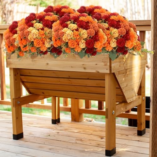 XunYee 12 Pcs Fall Artificial Flowers for Outdoor Faux Mums,Burnt Orange - Image 5