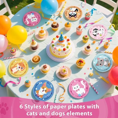 60Pcs Cat Dog Paper Plate 7" Kitten Puppy Heavy Duty Paper Plates - Image 6