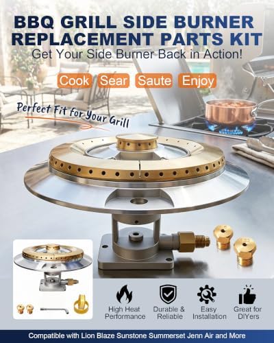 BBQ Grill Side Burner Replacement Kit, 6" Side Burner Head, Burner Base, LP/NG Orifices & Tool &, for Single/Double Outdoor Kitchen Burners, for Lion/Blaze/Sunstone/Summerset/Jenn Air Built-In Grill - Image 4