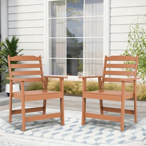 FUNBERRY Outdoor Dining Chairs Set of 2, HDPE Patio Chairs for Outside - Image 2
