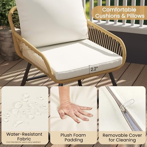 Yaheetech 3 Piece Patio Bistro Set, Outdoor Wicker Bistro Furniture Sets - Image 5