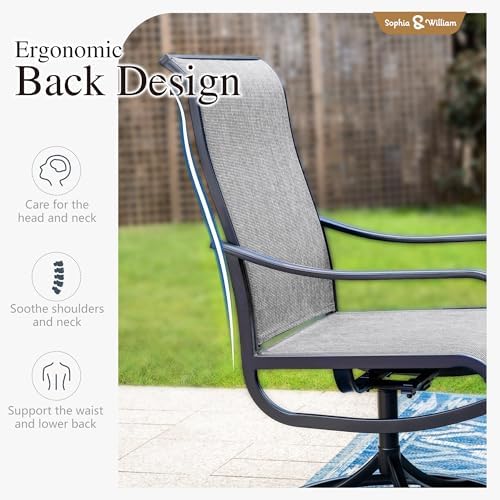 Sophia & William 7 Pcs Patio Dining Set, 54'' Round Table & Swivel Chairs - Image 2