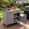 39.4" Outdoor Grill Cart with Stainless Top & Storage Cabinet by Unknown