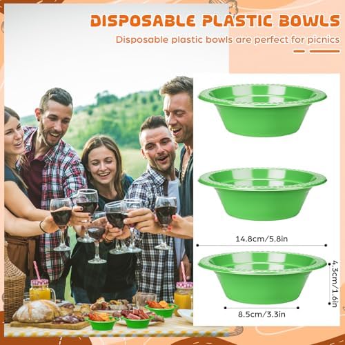30 Pack 12 oz Green Disposable Plastic Bowls Dessert, Ice Cream, Salad, Soup Serving Cups for Party, Picnic, Food Snacks (Green) - Image 2