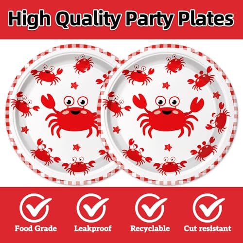 40pcs Crab Birthday Party Decorations Crab Plates and Napkins for Baby Shower Picnic BBQ Crabs Seafood Boil Birthday Party Supplies, Suitable for 20 Guests - Image 3