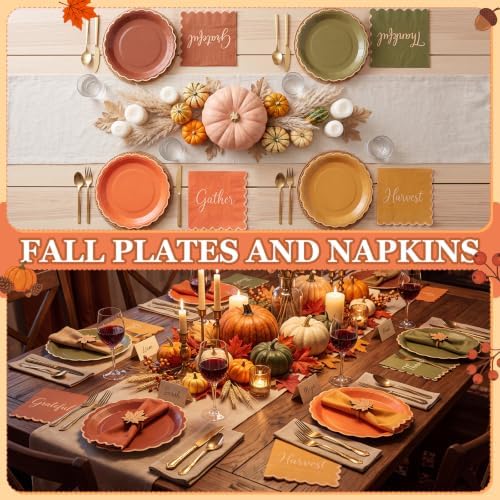Roshtia 120 Pcs Fall Plates and Napkins Set, Serves 60 - Image 5