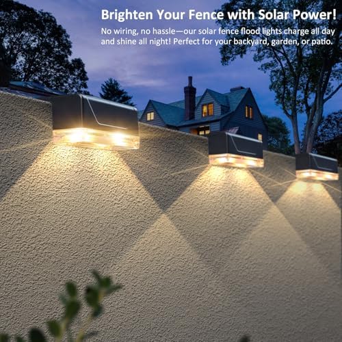 LIANGLOME 2PK Solar Fence Lights Outdoor - 3000/4000/6000K 3 Mode, IP65 Waterproof Fence Lights Solar Powered, Dusk to Dawn Solar Light for Outside, Backyard/Step/Patio/Deck/Stair Railings and Wall - Image 6