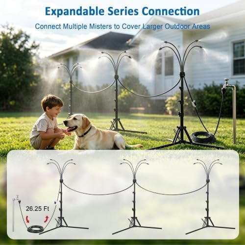 Standing Mister for Outside Patio,4-Adjustable Nozzle Portable Water Mister - Image 5