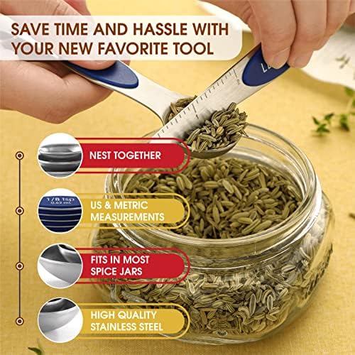 Spring Chef 8 Magnetic Measuring Spoons Set for Baking & Cooking, Sapphire - Image 5