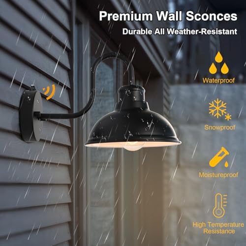 Dusk to Dawn Barn Light Outdoor Sconce 8" Exterior Lighting Fixtures 2 Pack - Image 5