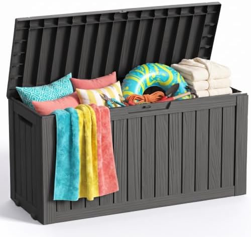 150 Gallon Large Outdoor Storage Box with Wheels, Black by KFY