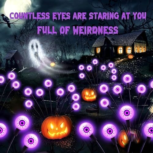 ASMAD Halloween Decorations Outdoor Solar Scary Eyeball Light,10Pack 80LEDs - Image 2