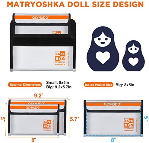 Fire Proof Money Bag for Cash, Silver Nesting 2-Pack Fire Safe - Image 2