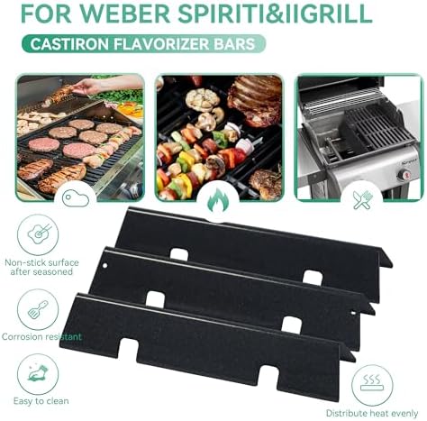 Spirit II E210 Grill Parts 7635 67045 Flavorizer Bars for Weber GS4 Spirit II I 200 Series E210 S210 E220 S220 with Front Control Knobs , 15.3" Porcelain-enameled Flavor Bar for Weber GS4 Flame Guard - Image 5
