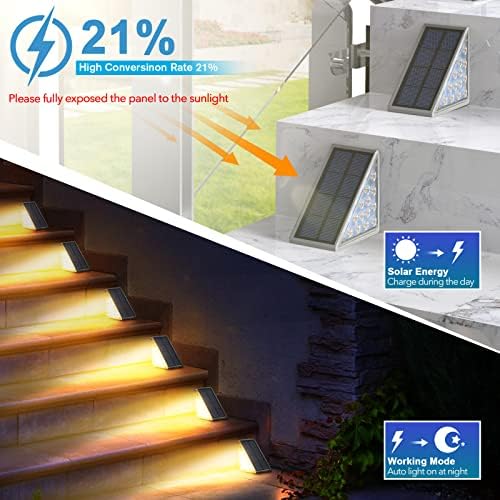 AUDLES LED Solar Step Lights Waterproof Outdoor Stair Lights, Solar Deck Lights Outdoor Decor IP67 Solar Decoration Lights for Yard (Warm White, 2 Pack) - Image 3