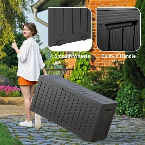KAMABOKO Outdoor Storage Box, 80 Gallon Deck Box Outdoor Waterproof Patio - Image 3