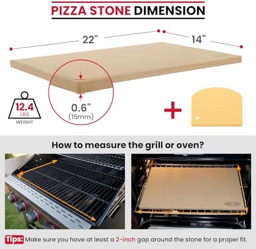 Unicook 22 x 14 Inch Extra Large Pizza Stone for Oven and Grill, 12.4 Lbs - Image 2