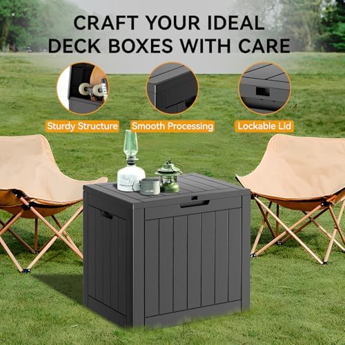 KAMABOKO Outdoor Storage Box, 32 Gallon Deck Box Outdoor Waterproof Small - Image 3