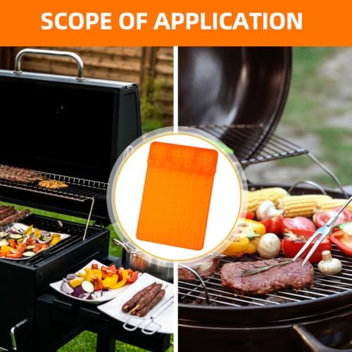 Orange Silicone Grill Tool Mat, Non-Slip Side Shelf Pad for Outdoor Cooking - Image 2