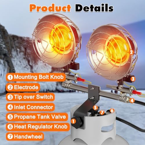 SISUPASSIE 30000BTU Propane Heater, Portable Propane Heater for Outdoor Use with 3 Adjustable Modes and Safety Shut-off Valve for Patio, Camping, Fishing, Garage - Image 6