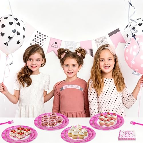 100 Pcs Disposable Let's Go Girls Party Tableware Set for 25 Guests - Image 3