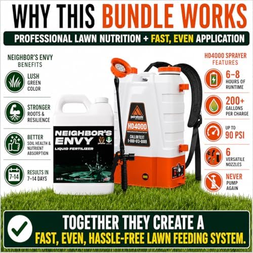 PetraMax Neighbors Envy Grass Fertilizer for Lawn w/ 4 Gal Battery Sprayer - Image 3