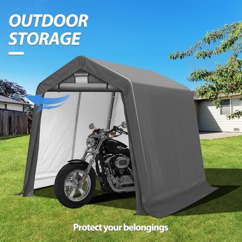 8' x 8' Outdoor Portable Storage Shed,Heavy Duty Portable Garage with Roll-up Zipper Door, Storage Shelter Shed for Generator, Vehicles,Motorcycle - Image 7
