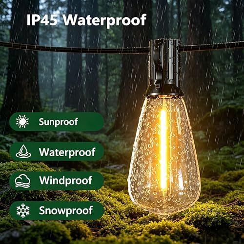 100FT Outdoor String Lights, IP45 Waterproof Patio Lights LED ST38 - Image 2