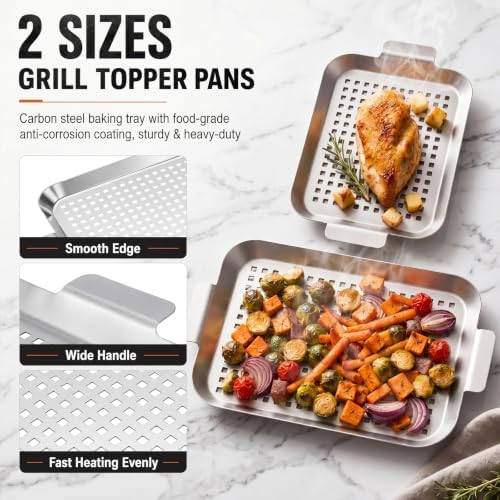 Grill Accessories Outdoor Grill Baskets Topper Trays, 4 Pack - Image 3