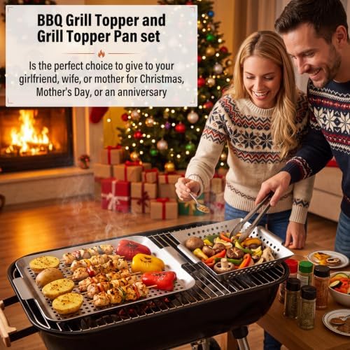 Grill Accessories Outdoor Grill Baskets Topper Trays, 2 Pack - Image 6