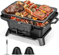 VIVOHOME Rectangle Cast Iron Charcoal Grill with Double-Sided Grate by VIVOHOME