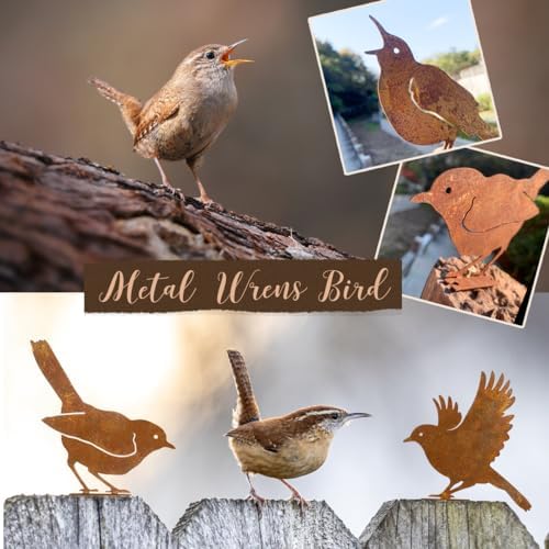 OULYDEKO 5PCS Rusty Birds Decoration,Outdoor Bird Wall Decor,Metal Birds Yard Decor, Metal Birds Craft Statue Ornaments - Garden Sculptures and Yard Art, Fence Decorations Outdoor,Rustic Garden Decor - Image 4