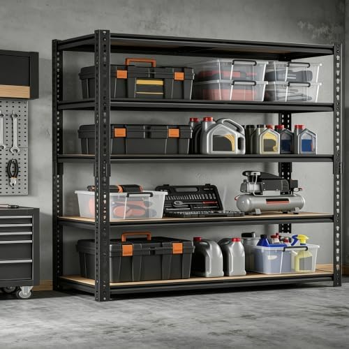 48" W Garage Shelving Heavy Duty, 5-Tier Adjustable Metal Storage Shelves - Image 2