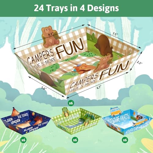 Fancy Land Camping Party Supplies Nacho Boats Camping Adventure Paper Trays - Image 3