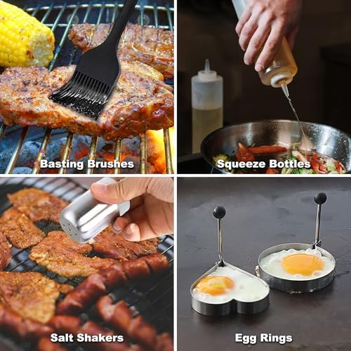 ROMANTICIST 29PCS Griddle Accessories Set - Flat Top Teppanyaki Spatula Set with Scraper, Basting Cover for Camp Chef- Home Cooking Griddle and Outdoor BBQ Gifts for Father's Day - Image 6