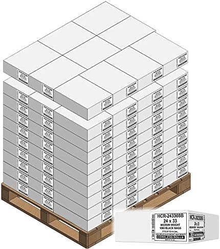 Aluf Plastics 12-16 Gallon Black Trash Bags (1000 Count) - 24" x 33" - 8 Micron Equivalent High Density Value Garbage Bags for Bathroom,Recycling(1 Pallet of 100 Cases, 100000 Bags Total) - Image 6