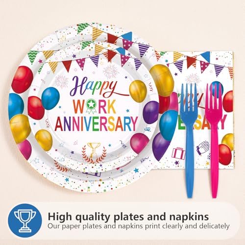 96 Pcs Happy Work Anniversary Party Decorations for Women Men, Serves 24 - Image 2