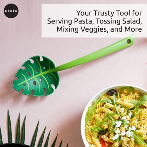 OTOTO Pasta Spoon - Spaghetti Spoon, Pasta Fork, Pasta Server, Monstera Ladle - Dishwasher Safe & Heat Resistant - Fun Kitchen Gadgets, Unique Gifts for Cooking (Jungle Spoon) - Image 5