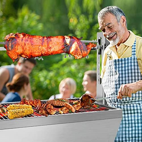 37" Electric Rotisserie Grill, Pig Lamb Spit Roaster Stand Rotisserie 132 Lbs Capacity With Adjustable Height, BBQ Charcoal Rotisserie Grill Kit Stainless Steel For Outdoor Party Camping - Image 7