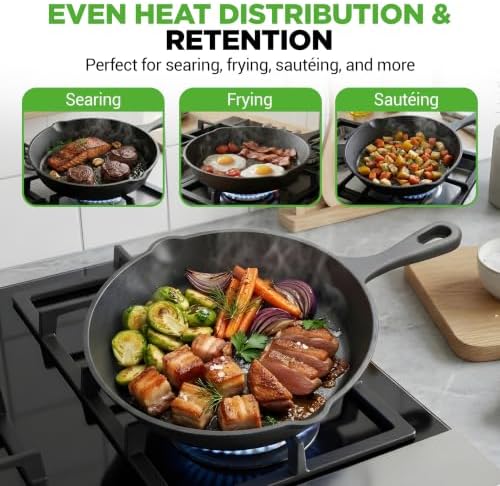 NutriChef 3 Pieces Pre-Seasoned Cast Iron Skillets - Image 6