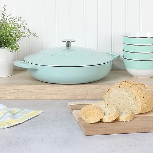 Martha Stewart Gatwick 3.5-Quart Enameled Cast Iron Dutch Oven Braiser – Martha Blue, Durable Nonstick Dutch Oven for Slow Cooking, Braising, and Baking - Image 2