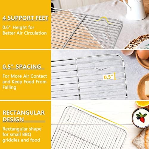 Leonyo 13" Rectangular Basting Cover with 11"x 9" Cooling Rack, Cheese Melting Dome & Wire Rack for Baking, Griddle Accessories with Steam Dome Lids for Oven, BBQ Flat Top Grill Cooking - Image 4